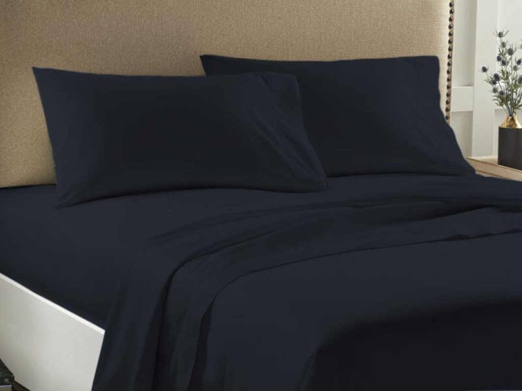 Παπλωματοθήκη Διπλή Μονόχρωμη Μαύρη Economy Γαρύφαλλο 200x240 - Λευκά Είδη